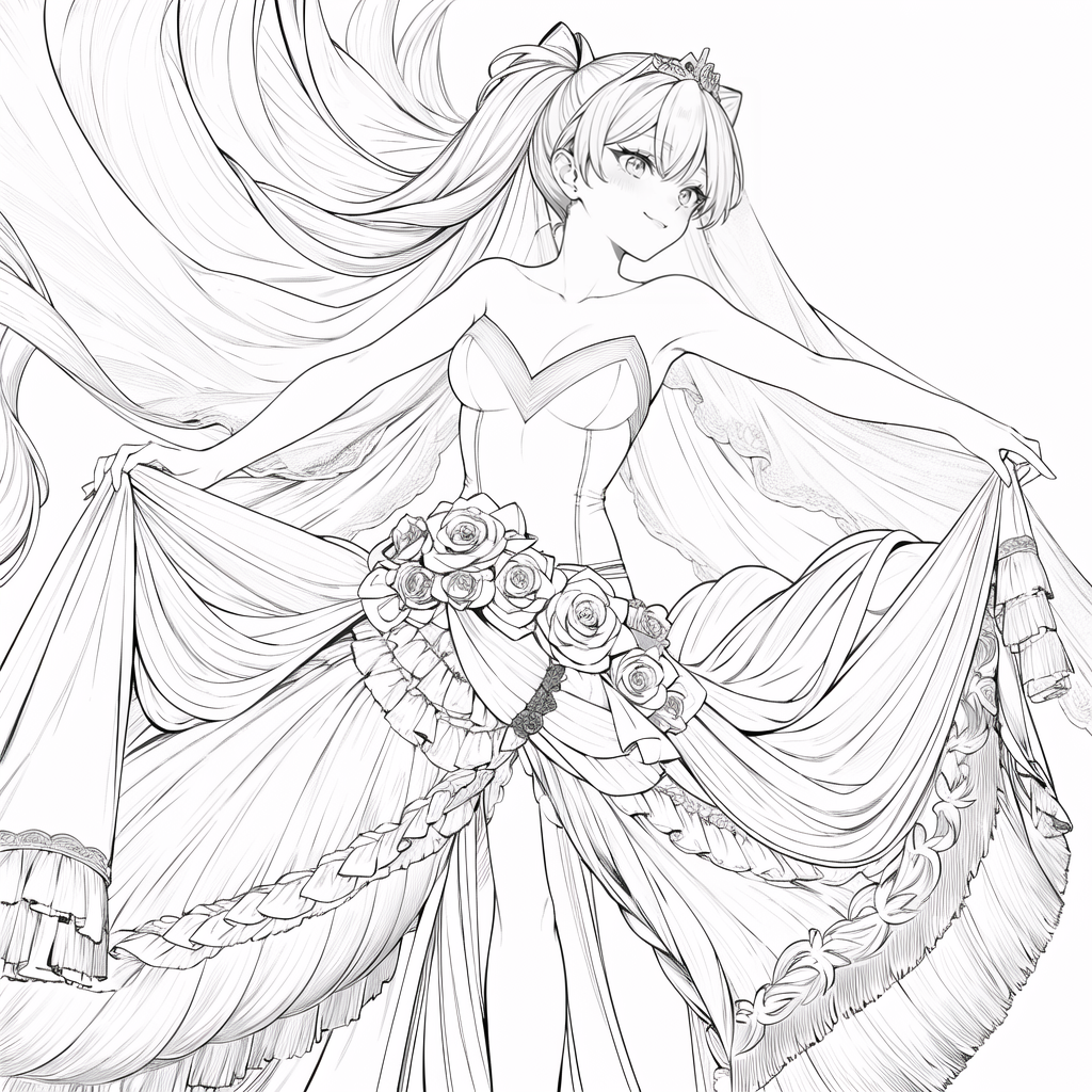 00406-3097967902-Beautiful Bride Asuka Langley joyful dancing in her weddig gown, en pointe, white background, tiara_monochrome, lineart, _.png